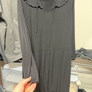 Mango Charcoal Long Sleeve Dress